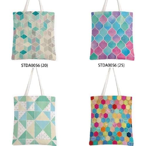 Geometric color striped lattice Womens cosmetic bag Shopper bag Makeup bag Handbags womens bags cheap storage bags lunch bag