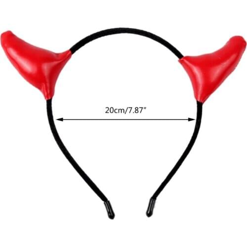 3XUA Women Red Devil Horn Headdress PU Leather Headband for Halloween Party Christmas Creative Cosplay Hair Accessories