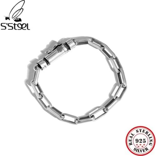 SSTEEL Vintage Chain Bracelets For Women Sterling Silver 925 Geometric Minimalist Designer Korean Punk Bracelet Fine Jewellery
