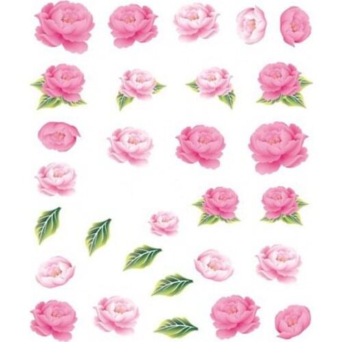 1 Sheet!!! New Styles Nail Decorations Nail Sticker Color Pink Rose Beauty Designs of Nail Art Water Transfer Decals Tools