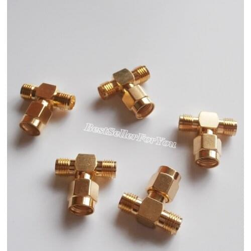 1Pcs RP SMA male to 2 two RPSMA female triple T in series RF adapter connector 3 way