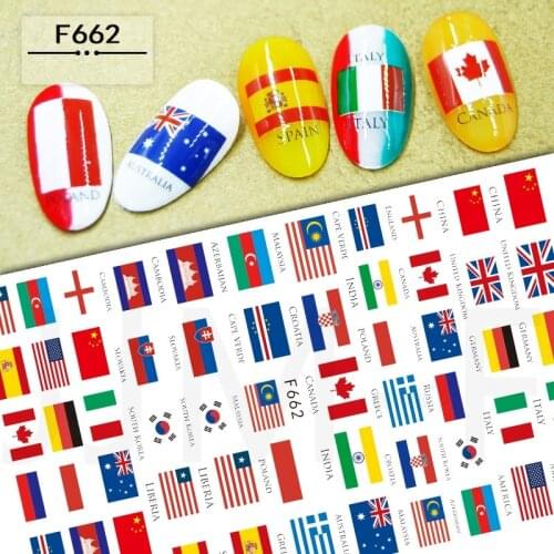 1 piece of flower nail stickers national flag nail stickers nail decals For Nails Art Decoration