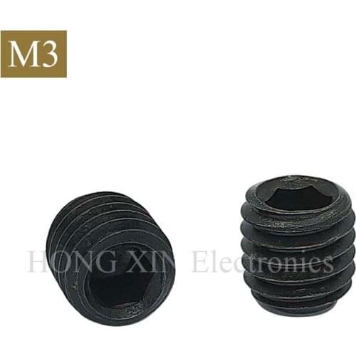 100pcs M3 Grade 12.9 Black Alloy steel Hex Socket Set Screws Allen Cup Grub Screw