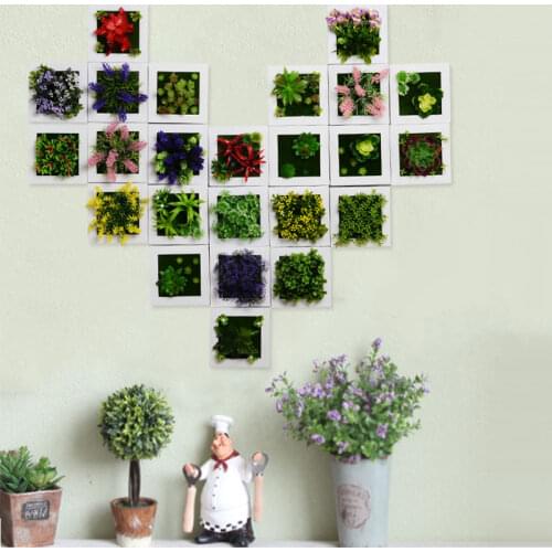 15 x15cm Artificial Flower Plants Photo Frame Wall Hanging Indoor Vertical Wall Fake Planter for Home Decoration Wedding DIY