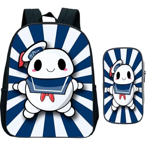2pcs Set Ghostbusters 3D Backpacks for Children Kids Cartoon Kindergarten Schoolbag Pencil Bag Boys Girls Rucksack Baby Bookbag
