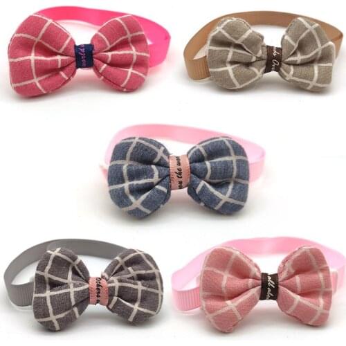 30/50 Pcs Small Dog Bow Tie Pet Dog Cat Puppy Bowties Fashion Lattice Dogs Accessories Puppy Dogs Cat Bow Ties Necktie Supplies
