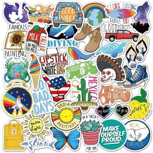 35 Pcs Waterproof Aesthetic Trendy Stickers Water Bottles Skateboard Box Luggage Guitar Decals For Macbook iPad Laptop Sticker
