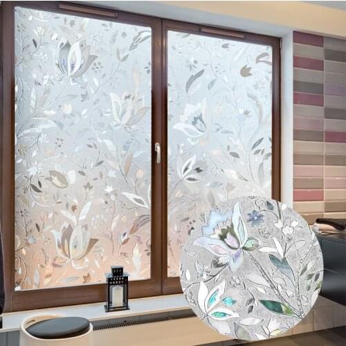 3D Self-adhesive Window Privacy Films Frosted Translucent Heat Insulation Sunscreen Static Glass Sticker Decorative Films