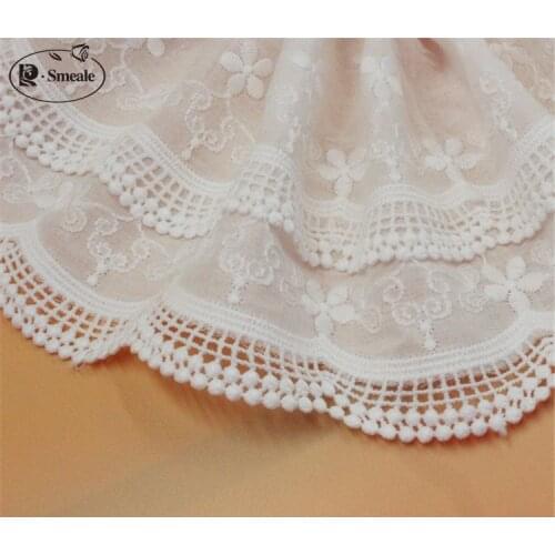 5yards/lot Width 15cm White100% Cotton Embroidered Lace Fabrics, Womens Clothing Diy Lace Trim, Free Shipping RS1796