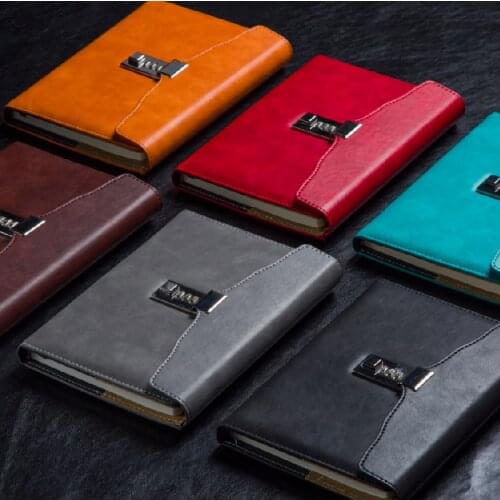 A5 Notebook Paperback Retro Password with Lock Diary Creative Business Office Hand Account Stationery Student Notepad