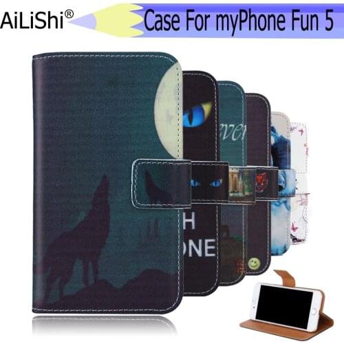 AiLiShi For myPhone Fun 5 Case Exclusive Phone Fun 5 myPhone PU Painted Leather Case Flip Credit Card Holder Wallet 6 Colors Hot