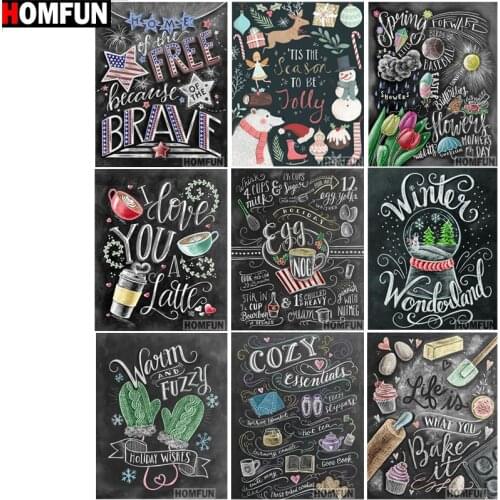 HOMFUN Full Square/Round Drill 5D DIY Diamond Painting "Text pattern" 3D Embroidery Cross Stitch 5D Home Decor Gift A15062