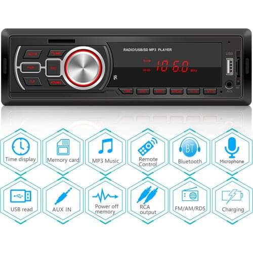VODOOL Car Radio MP3 Player 1 DIN Bluetooth Car Stereo MP3 Player In Dash Head Unit FM Aux IN TF Card U Disk Multimedia Player