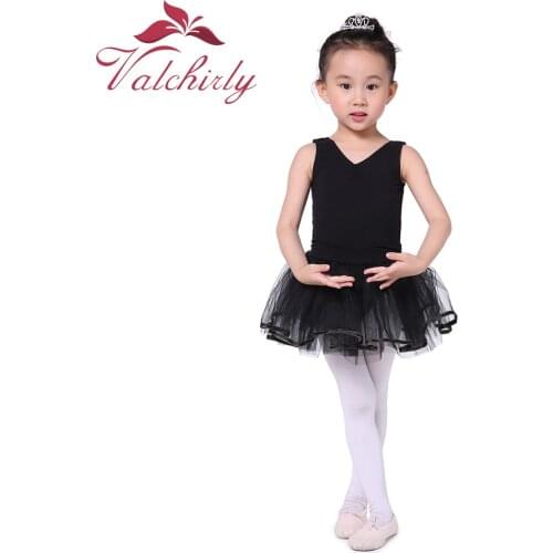 Valchirly Girls Black Ballet Dress Kids Tutu Ballet Dress Gymnastics Leotard