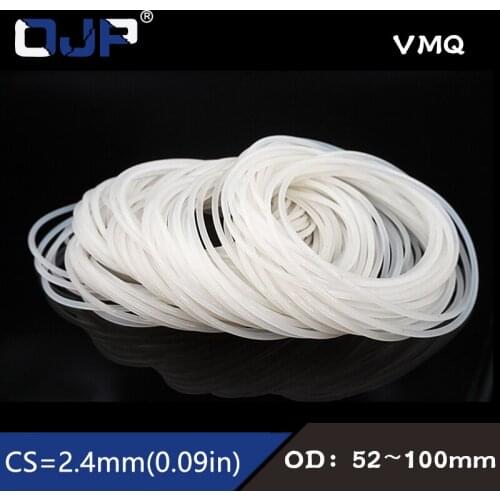 White Silicon Ring Silicone/VMQ O ring 2.4mm Thickness OD52/55/56/58/60/65/70/75/80/85/90/95/100mm Rubber O Ring Seal Gasket