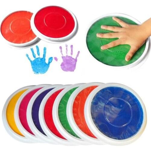 Free ship 7 Colors Asst.Washable Kids paints Finger Palm Paint Print Ink Pad Drawing Material For Kids School Kindergarden Art