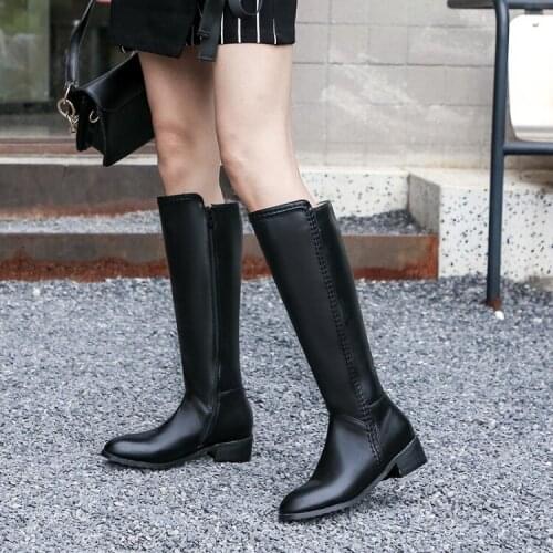 Big Size 9 10 11 12 boots women woman winter boots women women shoes botas Side zipper round head flat heel