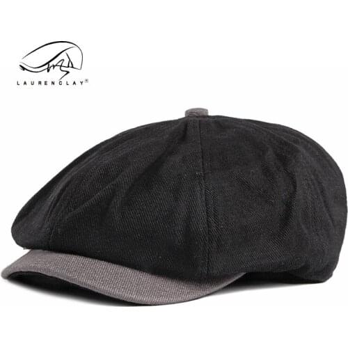 Retro childrens hat, octagonal hat, mens spring and autumn day, British fashion pure cotton cap, beret, female painters hat f