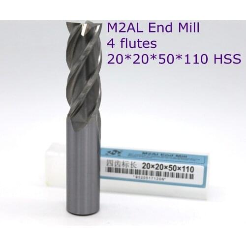 Router bit 5 pcs of 20*20*50*110 with 4 Flute HSS M2AL end mill for CNC milling machine tools mills cutter