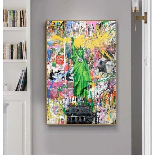 Liberty Street Graffiti Art Posters and Prints Funny Canvas Painting on The Wall Art Picture for Living Room Cuadros Home Decor