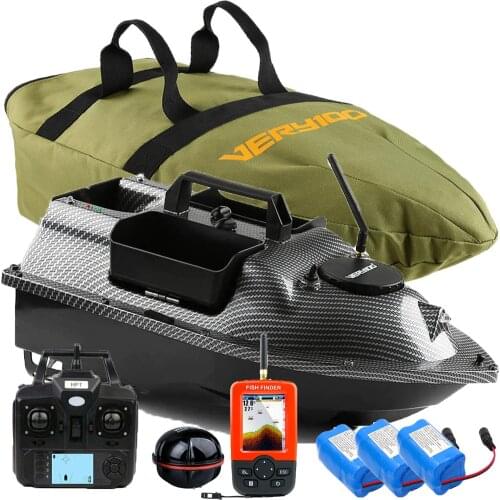 VERY100 500M Remote Control Wireless Fishing Bait Boat 3 Hoppers Hook/Bait post,LCD GPS Sonar Sensor Fishfinder,Handbag,Battery