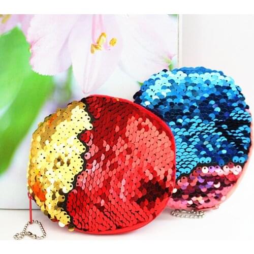 M230 Fashion Coin Bag For Women Double-sided Sequin Zero Purse Plush Round Zipper Headset Bag Lady Wallet Wholesale