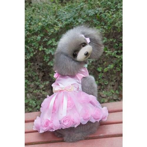 New Coming Rose Party Design Princess Pet Dogs Dress Free Shiping By CPAM Small Puppy Dogs Spring Summer Clothing