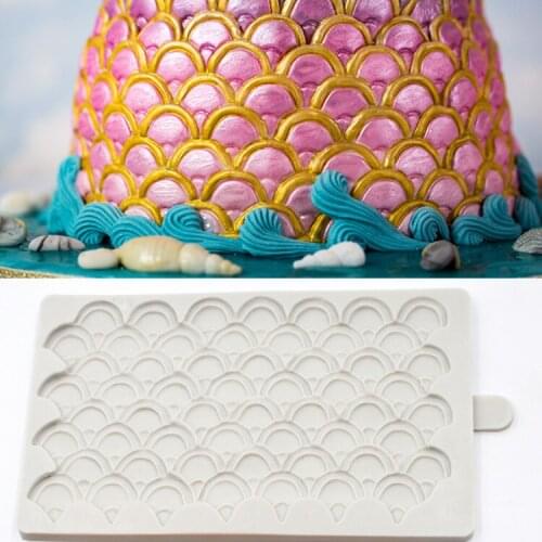New Mermaid Scale Fondant Cake Silicone Mold Birthday Wedding Decoration DIY Chocolate&biscuit Mold Cake Baking&decorating Tools