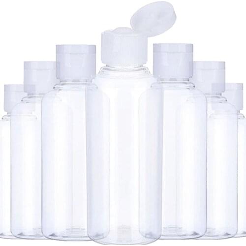 50pcs 10 30 50 60 100ml Empty Transparent Plastic Pack Clamshell Water Bottle Crystal Clear Flip Top Cap Packaging Containers