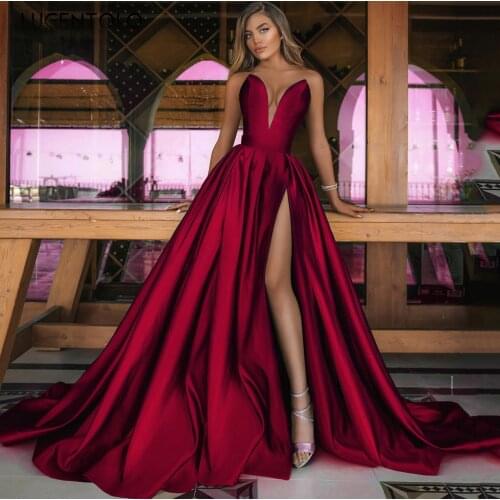 Party Sexy Dress V-neck Off The Shoulder Maxi Dresses Solid Slim High Waist Hem Split Big Swing Ladies Elegant Dress Lugentolo