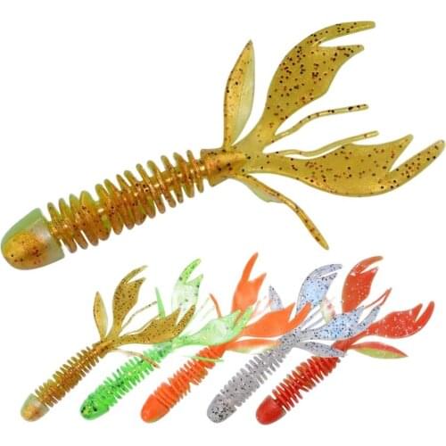10pcs/lot Curl Worm Soft Bait 8cm 2.3g Jig Wobbler Artificial shrimp odor With salt Rubber Bass Fishing Lure Oar Tail Swimbait