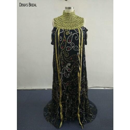 2017 Straight Embroidery Plus Size Evening Dresses High Neckline Floor Length Beaded Cape Party Prom Gowns