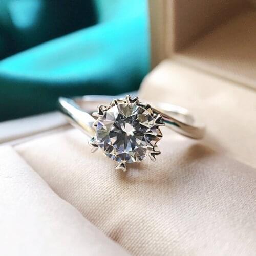 Real 925 Sterling Silver Six-Claw Created Moissanite Ring For Women Man Exquisite Bithday Wedding Engagement Gift Fine Jewelry