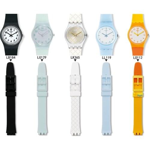 Silicone strap mens watch accessories pin buckle 12mm for Swatch sports waterproof strap womens childrens bracelet watch band