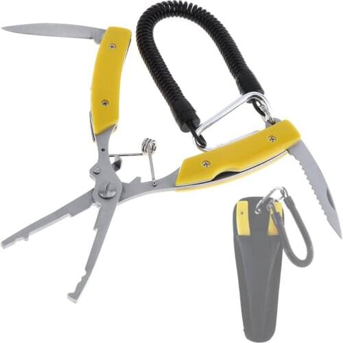 Fishing Pliers Stainless Steel Fishing Gripper Lure Pliers Multifunction Fish Scissors Line Cutter Fishing Tools Blue / Yellow