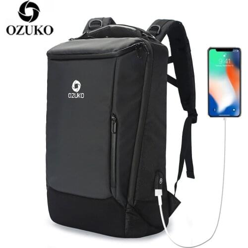 OZUKO Laptop Backpack Large Capacity Mens 17 Inch Waterproof Backpacks for Men Male USB Business Back Pack Travel Bag Mochila
