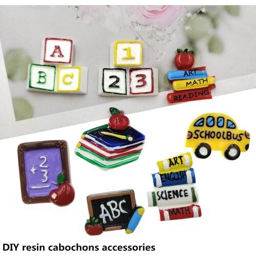 20pcs/lot DIY flat back resin school items charm fashion jewellery charm pendant for kids accessories