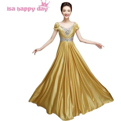 Sexy women gold floor length formal sequin pageant gowns style dress evening dresses vestidos long beaded festa 2020 H2841