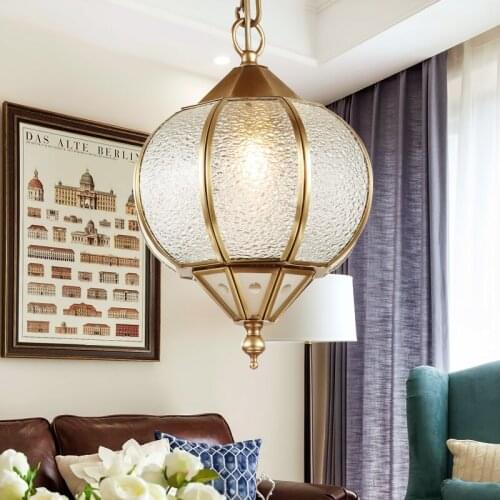 Glass gold pendant light restaurant lights study all copper simple led lamp sphere bedside bar bedroom pendant lamps ZA81011