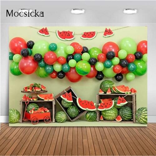 Watermelon Theme Birthday Backdrop Summer Holiday Cake Smash 1st Birthday Background for Picture Photo Booth Props Children
