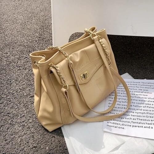 Vintage Fashion Crocodile pattern Chain Tote 2021 Quality PU Leather Women Designer Handbag High capacity Shoulder Messenger Bag