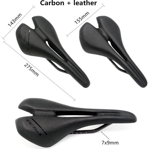 2 size bike carbon + leather saddle super light mtb seat road bike off-road racing carbon saddle bick parts