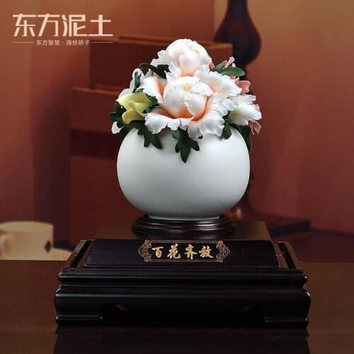 Oriental soil high-grade ceramic flower place to live in the living room TV cabinet decoration housewarming gift/flowers