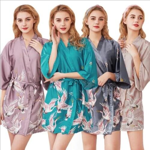Summer Silk Satin Two Piece Set Womens Pajamas Womens long Sleeve Printed Sleepwear Long Nightwear Pant Sets