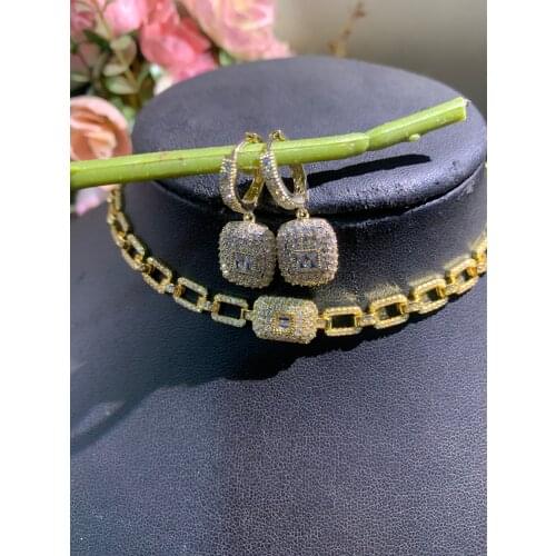 Janekelly 2pcs Bridal Zirconia Full Jewelry Sets For Women Party, Luxury Dubai Nigeria CZ Crystal Wedding Jewelry Sets