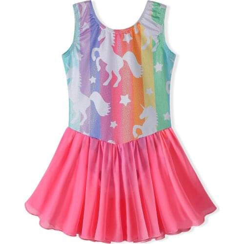 2-11 Years Girls Dress Sleeveless Unicorn Pattern Ballet Skirt Dance Wear Gymnastic Dance Costumes Kids Ballet Dress