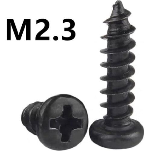 1000pcs/lot M2.3x4/5/6/7/8/10/12/14/16mm GB845 PA Black 304 stainless steel round head micro pan head cross tapping screw