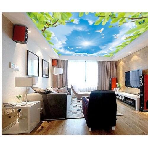 3d mural paintings Pigeon Sky Cloud Ceiling Wallpaper 3d stereoscopic Ceiling Home Decoration Non woven roll