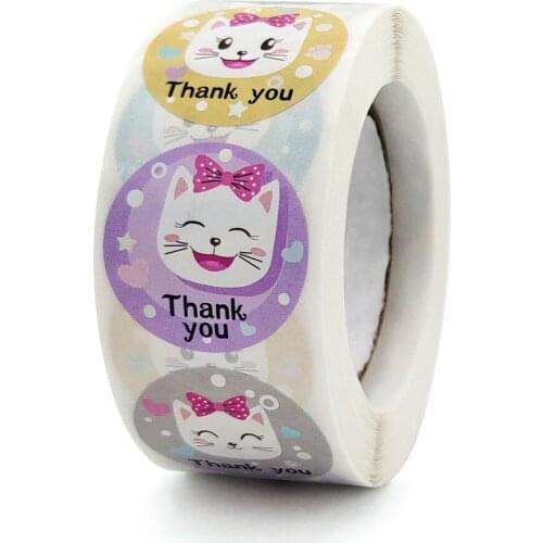 500Pcs Cute Rabbit Thank You Stickers Handmade Wrapping Paper Seal Labels Gift Praty Wedding Pretty Gift Cards Envelope Stickers