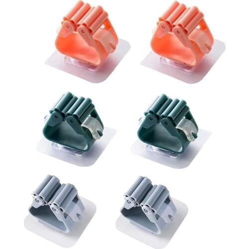 6Pcs Heavy Duty Kitchen Hooks Broom Tool Mop Holder Wall Mounted Mop and Broom Holder Bathroom Organizer Mop Hanger